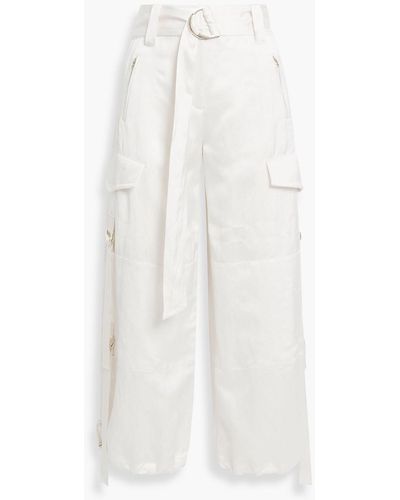 Zimmermann Buckle-detailed Satin Cargo Pants - White