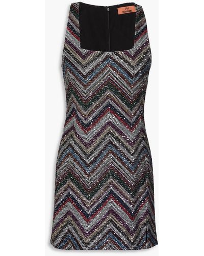 Missoni Sequined Crochet-knit Mini Dress - Black