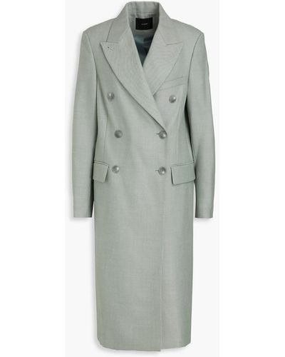 JOSEPH Cornwall Double-breasted Striped Wool-blend Gabardine Coat - Grey