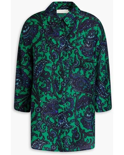 Zimmermann Pasiley-print Silk-satin Shirt - Green