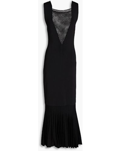 Galvan London Erato Mesh-paneled Stretch-knit Midi Dress - Black