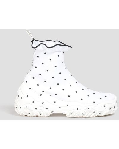 Red(V) Glam Run Polka-dot Stretch-knit High-top Sneakers - White