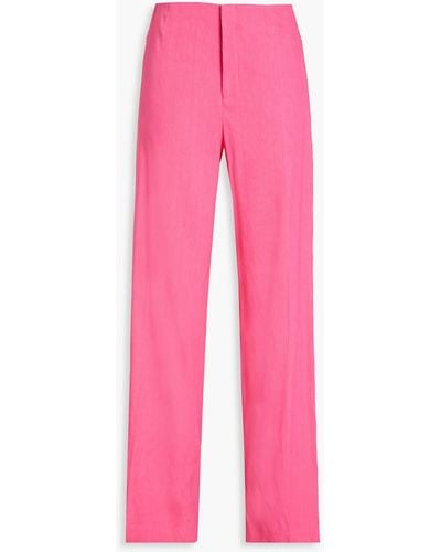FRAME Linen-blend Wide-leg Trousers - Pink