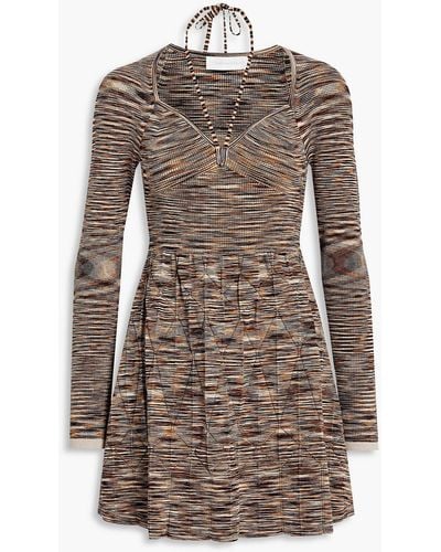Jonathan Simkhai Selena Spaced-dyed Ribbed-knit Halterneck Mini Dress - Brown