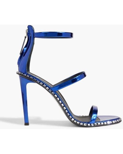 Giuseppe Zanotti Harmony Flare Embellished Faux Mirrored-leather Sandals - Blue