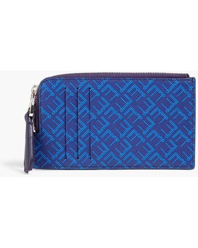 Dunhill Logo-print Textured-leather Cardholder - Blue