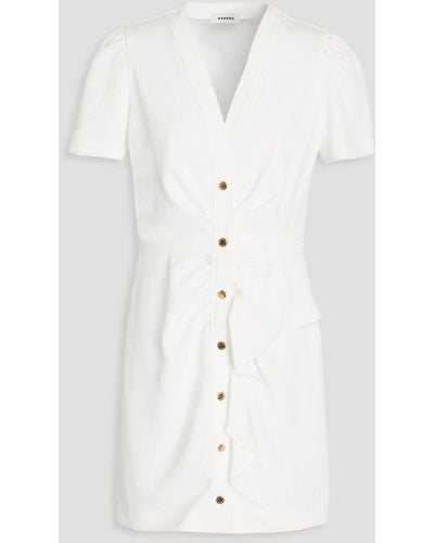Sandro Emerson Ruffled Canvas Mini Dress - White
