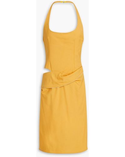 Jacquemus Hielo Cutout Draped Wool-blend Halterneck Dress - Yellow