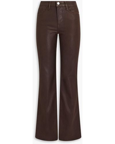 FRAME Le High Flare Coated High-rise Flared Jeans - Brown