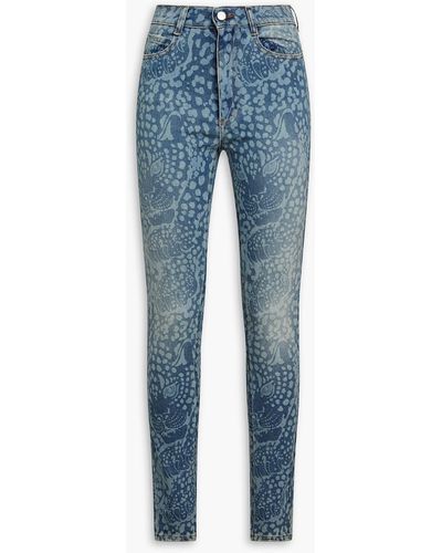 RED Valentino Printed High-rise Skinny Jeans - Blue