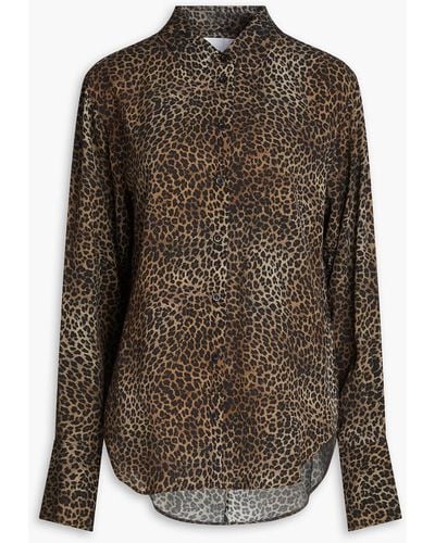 FRAME The Standard Leopard-print Silk Crepe De Chine Shirt - Brown
