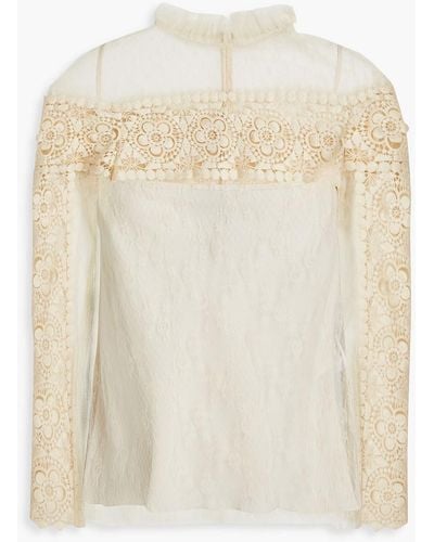 RED Valentino Point D'esprit, Macramé And Lace Blouse - White