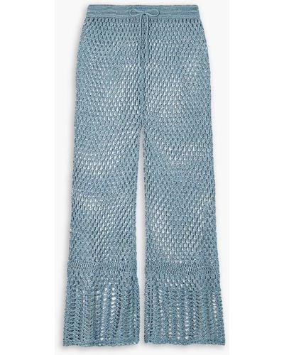 Cult Gaia Iriel Crochet-knit Flared Trousers - Blue