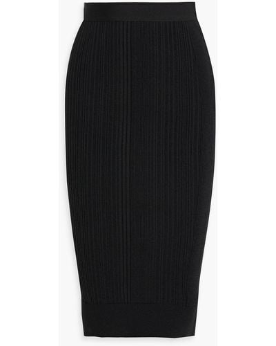 Hervé Léger Ribbed-knit Midi Skirt - Black