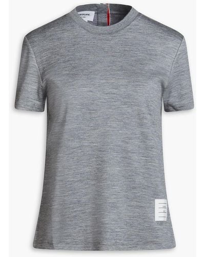 Thom Browne Appliquéd Stretch-cotton And Silk-blend Jersey T-shirt - Grey