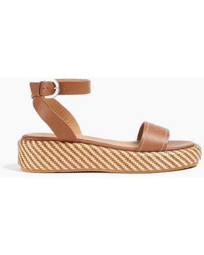 Emporio Armani Leather Platform Sandals - Brown