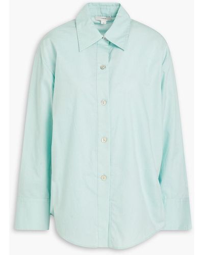 Vince Belted Cotton-blend Poplin Shirt - Blue