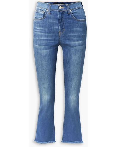 Veronica Beard Carly hoch sitzende kick-flare-jeans mit fransen - Blau