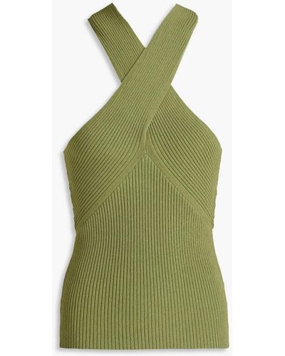Autumn Cashmere Ribbed-knit Top - Green