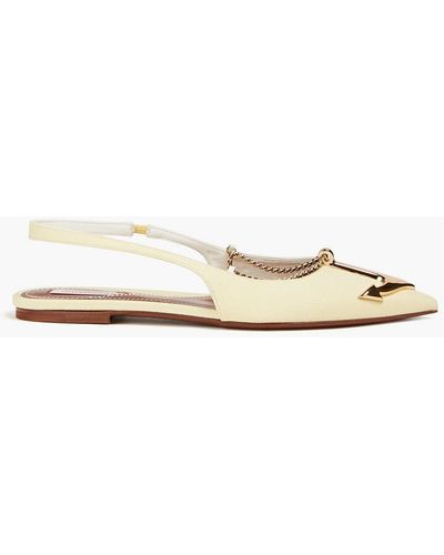 Zimmermann Embellished Canvas Slingback Point-toe Flats - White