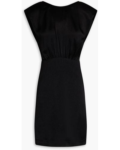 Ba&sh Norma Gathered Satin-crepe Mini Dress - Black