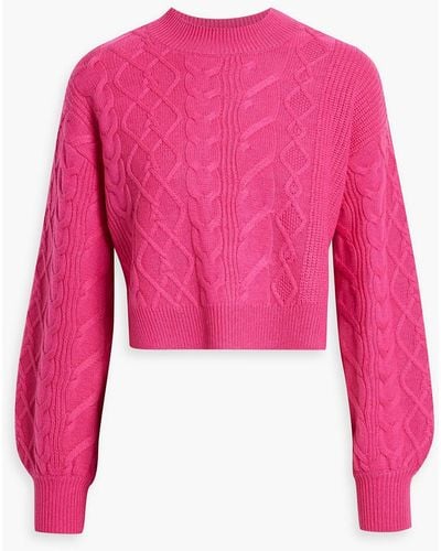 Cami NYC Davney Cropped Cable-knit Merino Wool Sweater - Pink