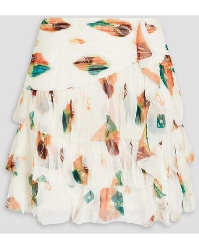 Ulla Johnson Ella Tiered Printed Silk-crepon Mini Skirt - White