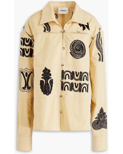 Nanushka Embroidered Cotton-poplin Shirt - Natural