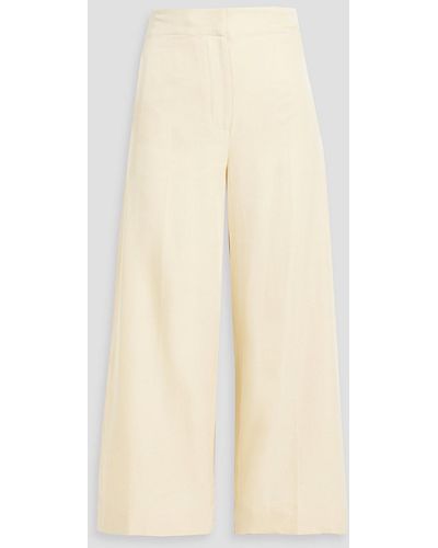 JOSEPH Thurlow Cropped Silk And Cotton-blend Wide-leg Pants - Natural