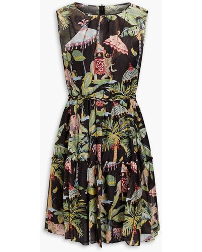 RED Valentino Printed Cotton And Silk-blend Voile Mini Dress - Black