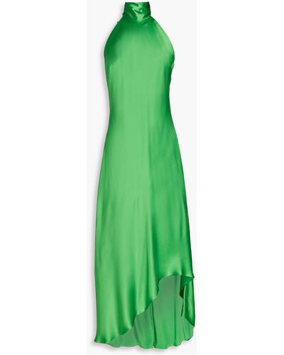 FRAME Silk-charmeuse Halterneck Maxi Dress - Green