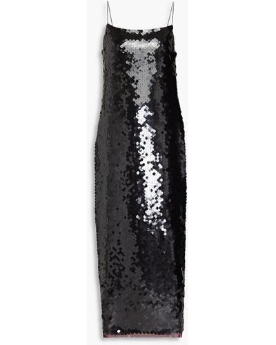 Tory Burch Sequined Tulle Midi Dress - Black