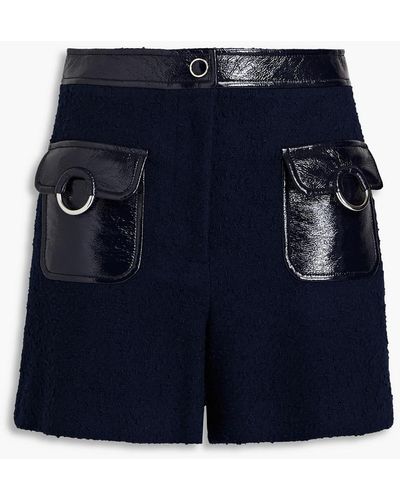 Boutique Moschino Embellished Cotton-blend Bouclé-tweed Shorts - Blue