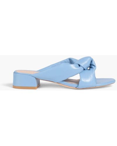 Stuart Weitzman Vacay 35 Knotted Leather Mules - Blue