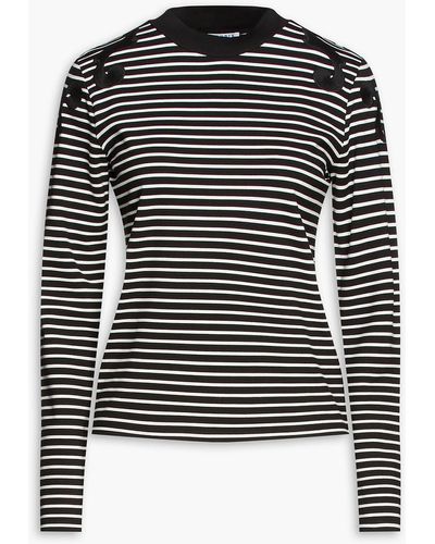 Claudie Pierlot Embroidered Striped Jersey Top - Black