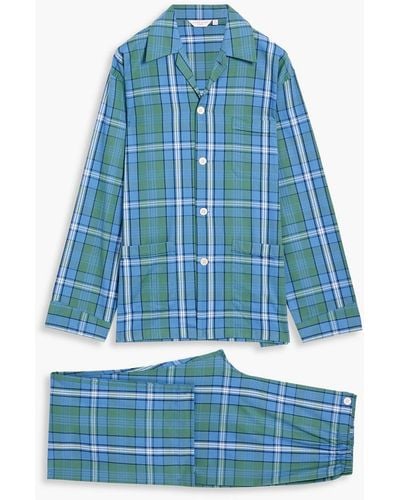 Derek Rose Ranga Checked Cotton-flannel Pyjama Set - Blue