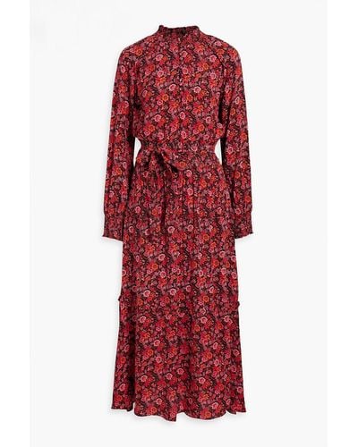 10 Crosby Derek Lam Rebecca Shirred Floral-print Crepe De Chine Midi Dress
