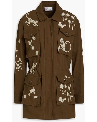 RED Valentino Painted Cotton-canvas Jacket - Brown