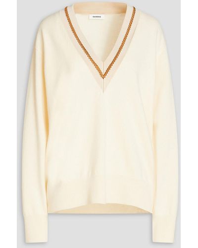 Sandro Wool And Cashmere-blend Jumper - Natural
