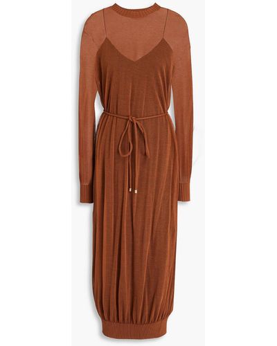 Tory Burch Cotton-blend Midi Dress - Brown