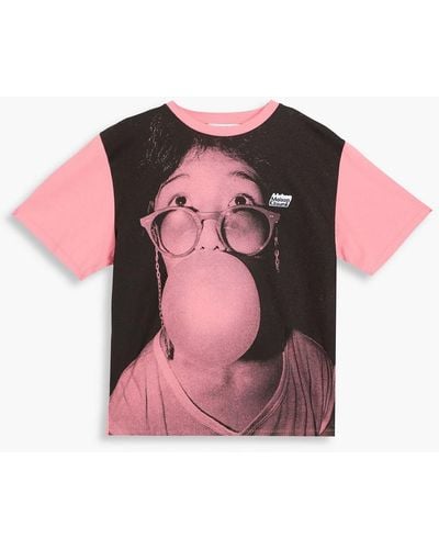Maison Kitsuné Printed Cotton-jersey T-shirt - Pink