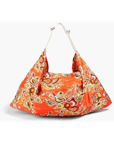 Emilio Pucci Printed Satin-twill Shoulder Bag - Orange