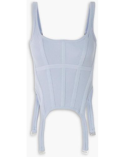 Dion Lee Combat Canvas-trimmed Ribbed Stretch-cotton Tank - Blue