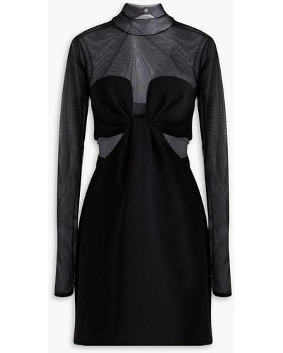 A.L.C. Rita Cutout Mesh-paneled Crepe Mini Dress - Black