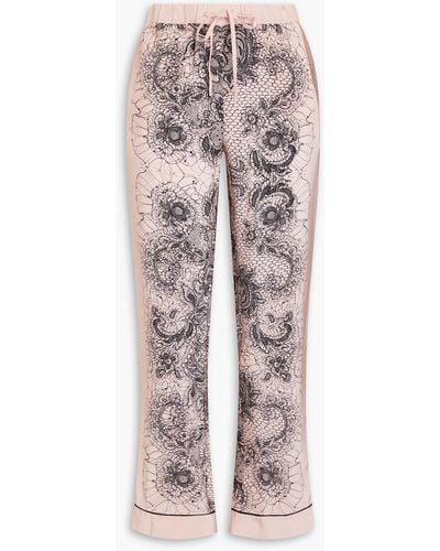 Valentino Garavani Printed Silk Crepe De Chine Straight-leg Trousers - Pink