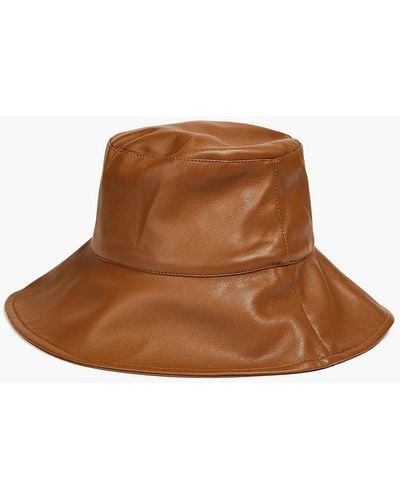 Jakke April Faux Leather Bucket Hat - Brown