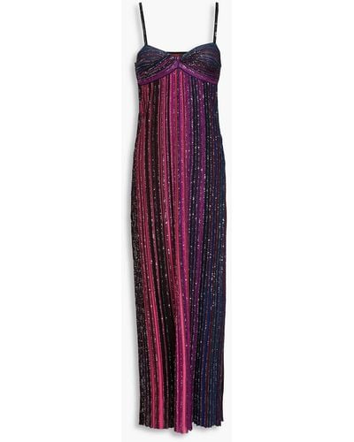 Missoni Sequined Twisted Crochet-knit Maxi Dress - Purple