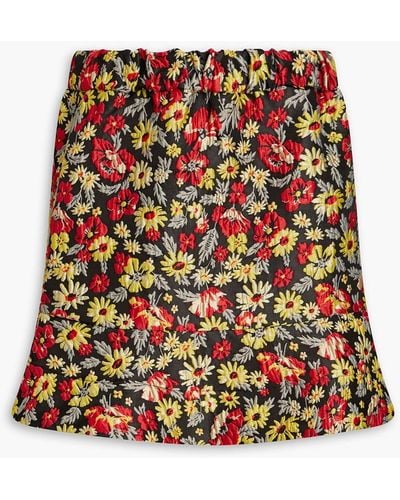 Ganni Floral-print Skirt - Red