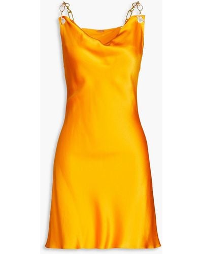Cult Gaia Nerida Chain-trimmed Silk-blend Satin Mini Dress - Yellow
