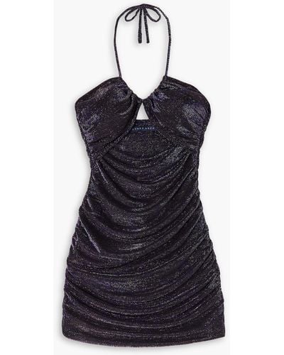 Zeynep Arcay Cutout Metallic Stretch-jersey Halterneck Mini Dress - Blue